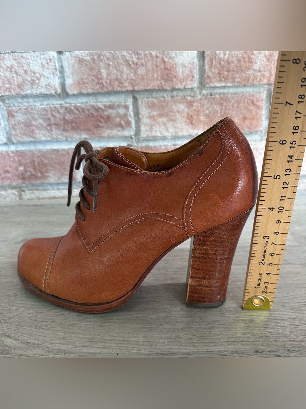 Kork-Ease Block Heels Wendy Lace Up Women’s 8.5 Leather Tan Academia Cottage - Picture 6 of 9